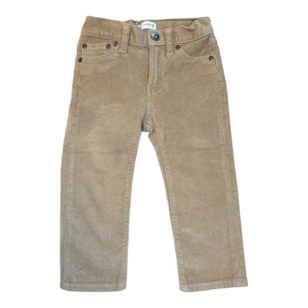 NEW Crewcuts Corduroy Pants Khaki Adjustable Waist Comfort Fit Toddler Size 2 2T